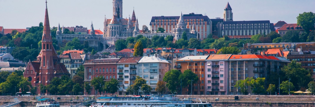 The city of Budapest, Hungary, taken from the River Danube